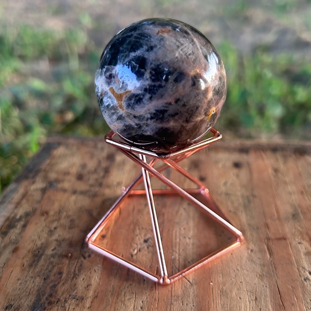 Flashy Labrodite Crystal Sphere with Pink & Orange Streaks